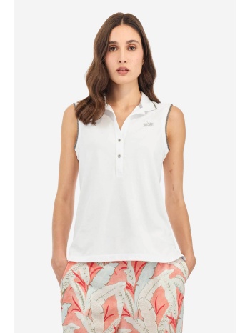 la martina γυναικεία αμάνικη μπλούζα πόλο με κεντημένο