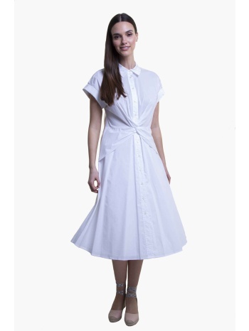 lauren ralph lauren γυναικείo midi φόρεμα σεμιζιέ με κόμπο