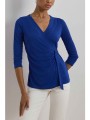 lauren ralph lauren γυναικεία μπλούζα κρουαζέ μονόχρωμη relaxed fit - 200889081020 μπλε