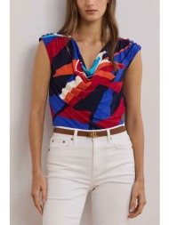 lauren ralph lauren γυναικεία μπλούζα εμπριμέ με ντραπέ λαιμόκοψη - 200957665001 κόκκινο