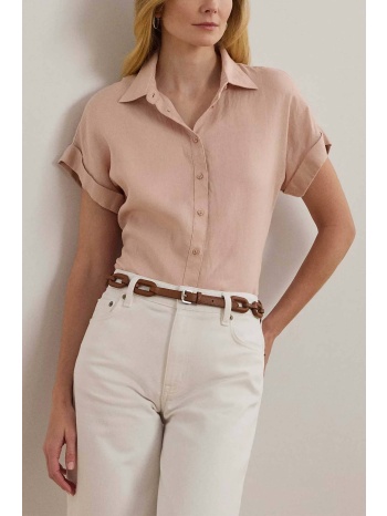 lauren ralph lauren γυναικείο λινό πουκάμισο με κοντό