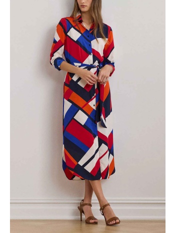 lauren ralph lauren γυναικείο midi φόρεμα σεμιζιέ με