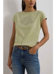 lauren ralph lauren γυναικείο t-shirt με ανάγλυφο σχέδιο - 200963933002 λαδί