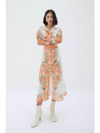 raishma γυναικείο φόρεμα midi με floral print `rose` 
