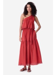 vanessa bruno γυναικείο maxi φόρεμα με έναν ώμο `cora` - 5eva42-v08075 κοραλί