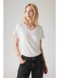 levi`s® γυναικείο t-shirt μονόχρωμο relaxed fit `boxy v-neck` - a87740001 λευκό