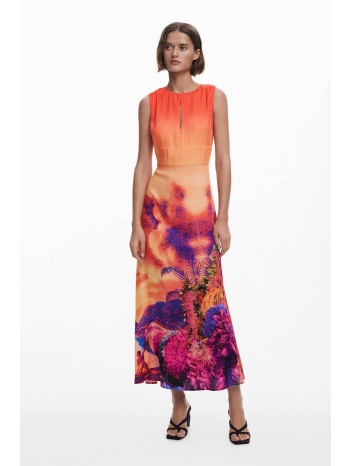 desigual γυναικείο φόρεμα maxi με print `tropical` 