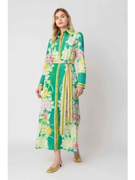 raishma γυναικείο φόρεμα maxi με floral print `ava` - aw2378gr πράσινο
