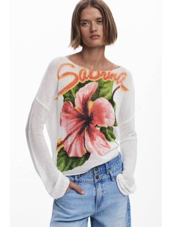 desigual γυναικεία πλεκτή μπλούζα με floral print `ribe`  σε προσφορά