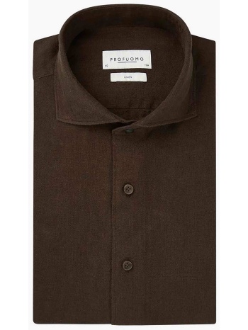profuomo ανδρικό λινό πουκάμισο μονόχρωμο slim fit 