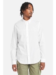 timberland ανδρικό πουκάμισο button down με κεντημένο tree logo regular fit `stretch poplin` - tb0a6