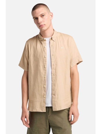 timberland ανδρικό λινό πουκάμισο button down κοντομάνικο