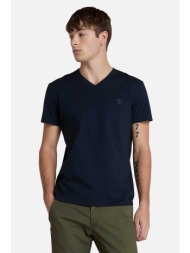 timberland ανδρικό t-shirt με v και κεντημένο tree logo slim fit `dunstan river` - tb0a2bptz021 μπλε