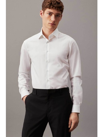 calvin klein ανδρικό πουκάμισο μονόχρωμο με κεντημένο