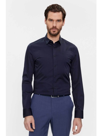 calvin klein ανδρικό πουκάμισο μονόχρωμο με κεντημένο