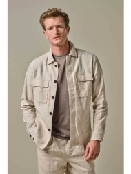 profuomo ανδρικό overshirt μονόχρωμο με τσέπες normal fit - ppwf10040a μπεζ