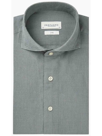 profuomo ανδρικό λινό πουκάμισο μονόχρωμο slim fit 