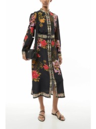 raishma γυναικείο φόρεμα midi με floral print - ss25rs33 μαύρο