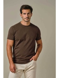 profuomo ανδρικό t-shirt πικέ μονόχρωμο normal fit - ppwt10004d καφέ