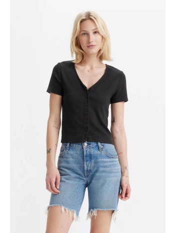 levi`s® γυναικεία μπλούζα ribbed με κουμπιά και v λαιμόκοψη