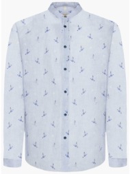 seinse ανδρικό λινό πουκάμισο μάο με all over σχέδιο surfer - ce1015ss 125 μπλε ανοιχτό
