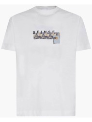 seinse ανδρικό t-shirt με κεντημένα patches - te2973ss 125 λευκό