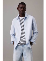 calvin klein ανδρικό πουκάμισο μονόχρωμο με κεντημένο monogram slim fit - lv04lb145g σιελ