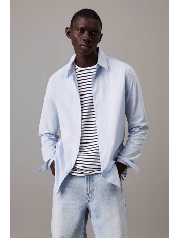 calvin klein ανδρικό πουκάμισο μονόχρωμο με κεντημένο