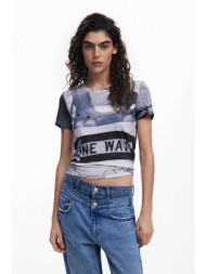 desigual γυναικείο t-shirt με all-over print `potomac` - 25swtka0 μαύρο