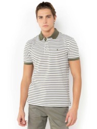 the bostonians ανδρική μπλούζα πόλο πικέ κοντομάνικη με ριγέ σχέδιο regular fit `acorn` - ps4461 χακ