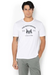 the bostonians ανδρικό t-shirt με graphic logo print regular fit - ts1286n λευκό