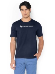 the bostonians ανδρικό t-shirt πικέ με two-tone logo print regular fit `tech` - ts1287n μπλε σκούρο