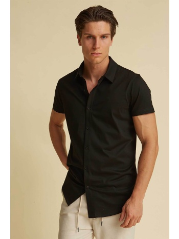dors ανδρικό πλεκτό πουκάμισο μονόχρωμο - 1038035.c05 μαύρο