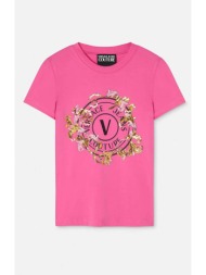 versace jeans couture γυναικείο t-shirt με print `crystal outline barocco` - 78hahc01cj02c φούξια