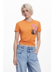 desigual γυναικείο t-shirt με floral print `botanical` - 25swtk48 πορτοκαλί