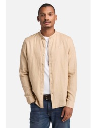 timberland ανδρικό λινό πουκάμισο μάο με κεντημένο tree logo slim fit `mill brook` - tb0a2dc1y941 μπ
