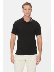 calvin klein ανδρική μπλούζα πόλο πικέ κοντομάνικη με logo patch regular fit - k10k114474 μαύρο