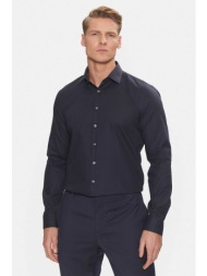 calvin klein ανδρικό πουκάμισο structured με κεντημένο monogram slim fit - k10k113848 μπλε σκούρο