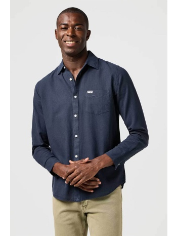 wrangler® ανδρικό μονόχρωμο πουκάμισο `one pocket` regular