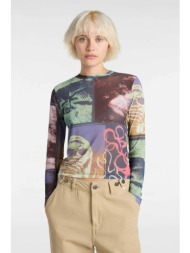 vans γυναικεία μακρυμάνικη μπλούζα με all-over print - vn000m9fjdu1 μπλε