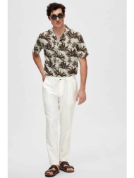 selected ανδρικό παντελόνι από λινάρι και βαμβάκι relaxed fit - 16087636 λευκό