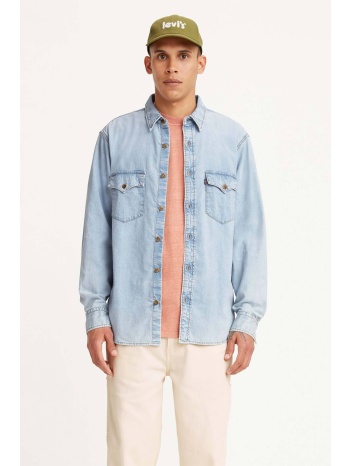 levi`s® ανδρικό denim πουκάμισο μονόχρωμο με flap τσέπες