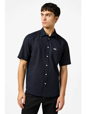 wrangler® ανδρικό μονόχρωμο πουκάμισο με κοντό μανίκι `one