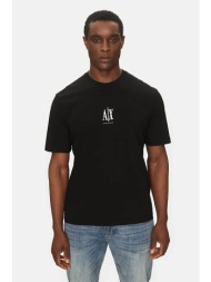 armani exchange ανδρικό t-shirt μονόχρωμο με λογότυπο regular fit - xm000363af12308 μαύρο