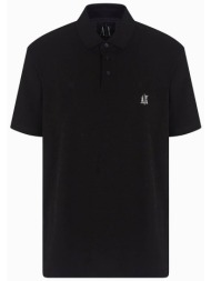 armani exchange ανδρική μπλούζα πόλο μονόχρωμη regular fit - xm000367af13022 μαύρο