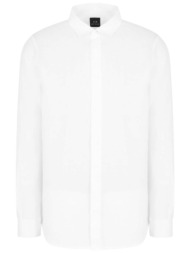 armani exchange ανδρικό λινό πουκάμισο μονόχρωμο - xm001221af14619 λευκό
