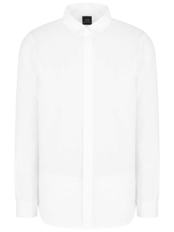 armani exchange ανδρικό λινό πουκάμισο μονόχρωμο 