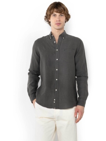 the bostonians ανδρικό λινό πουκάμισο button down με τσέπη