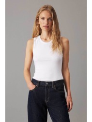 calvin klein γυναικείο αμάνικο τοπ ribbed slim fit - k20k208054 λευκό