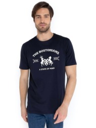 the bostonians ανδρικό t-shirt με graphic logo print regular fit - ts1286n μπλε σκούρο